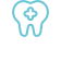 An icon of a hand holding a tooth with a medical cross inside it, symbolizing dental care.