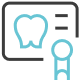 Icon of a tooth on a screen with a ribbon symbol, suggesting a dental award or certification.