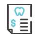 Icon of a dental bill, featuring a tooth, a dollar sign, and text on a document.