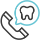 Telephone icon with a speech bubble containing a tooth symbol.